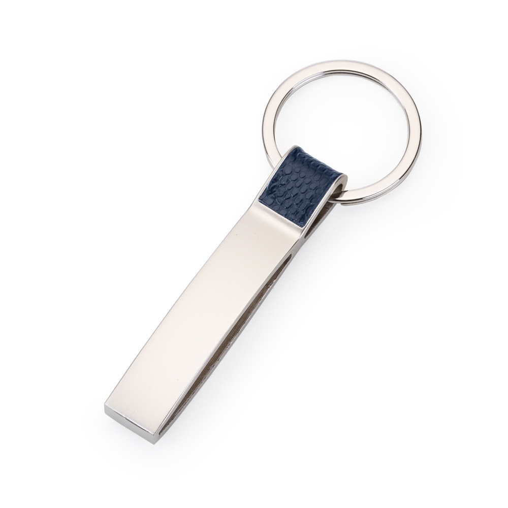 Chaveiro em metal com detalhe em couro sintético Brinde